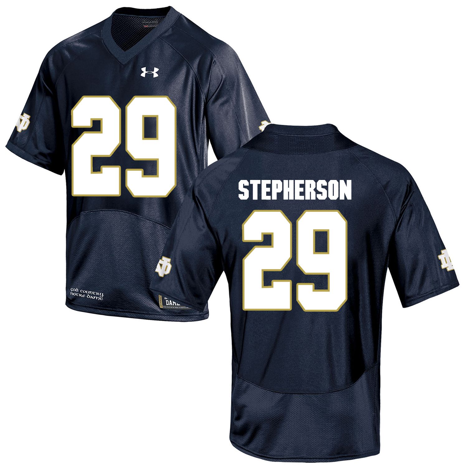 Men Norte Dame Fighting Irish #29 Stepherson Navy Blue Customized NCAA Jerseys